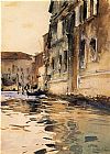 John Singer Sargent Famous Paintings - Venetian Canal Palazzo Corner
